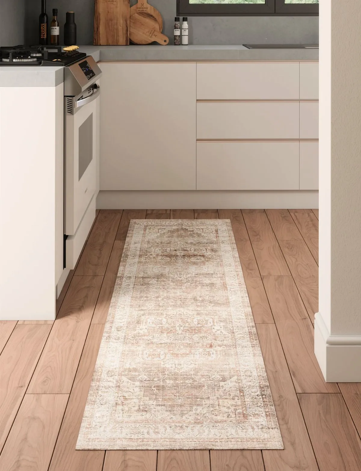 Leah Beige White Rug - Second Love