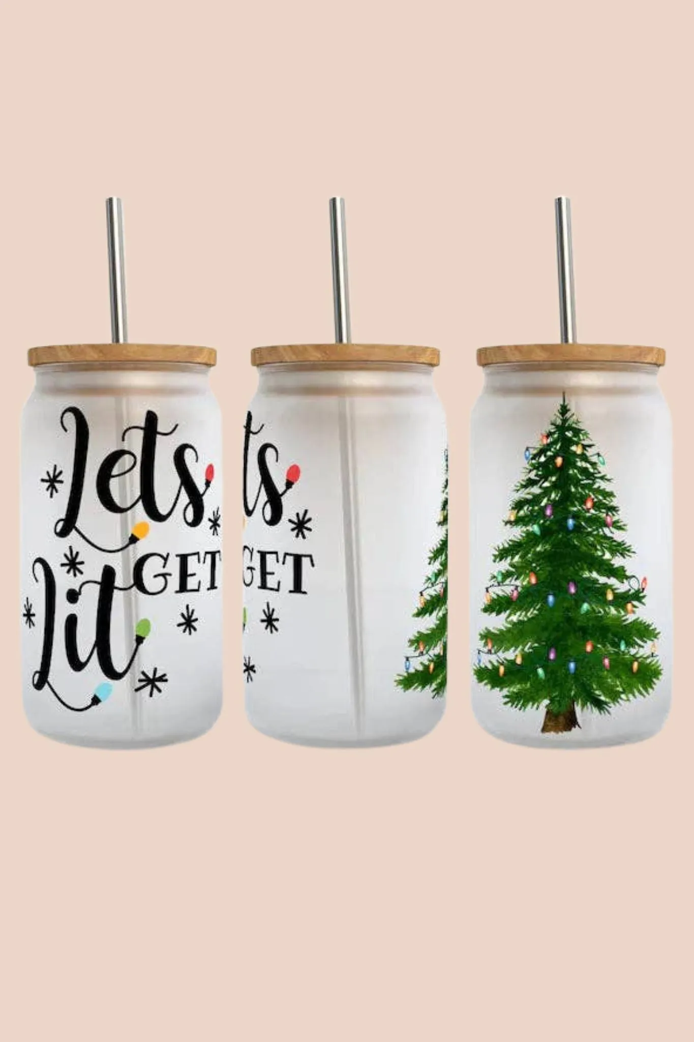 Let's Get Lit Christmas 16oz Holiday Libbey Glass Tumbler