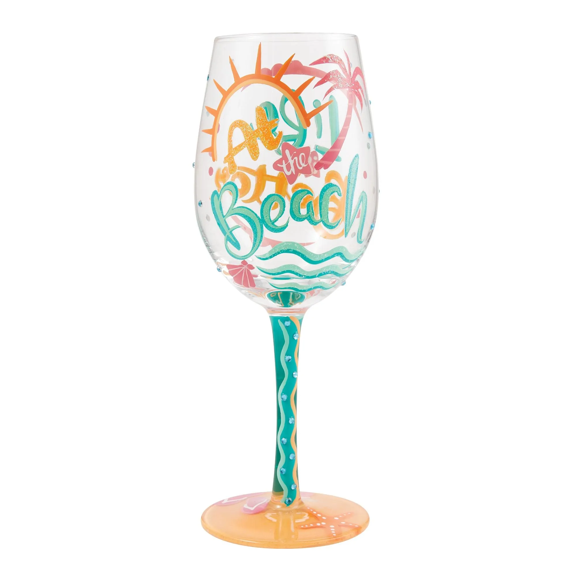 Life at the Beach Hand Painted wine glass