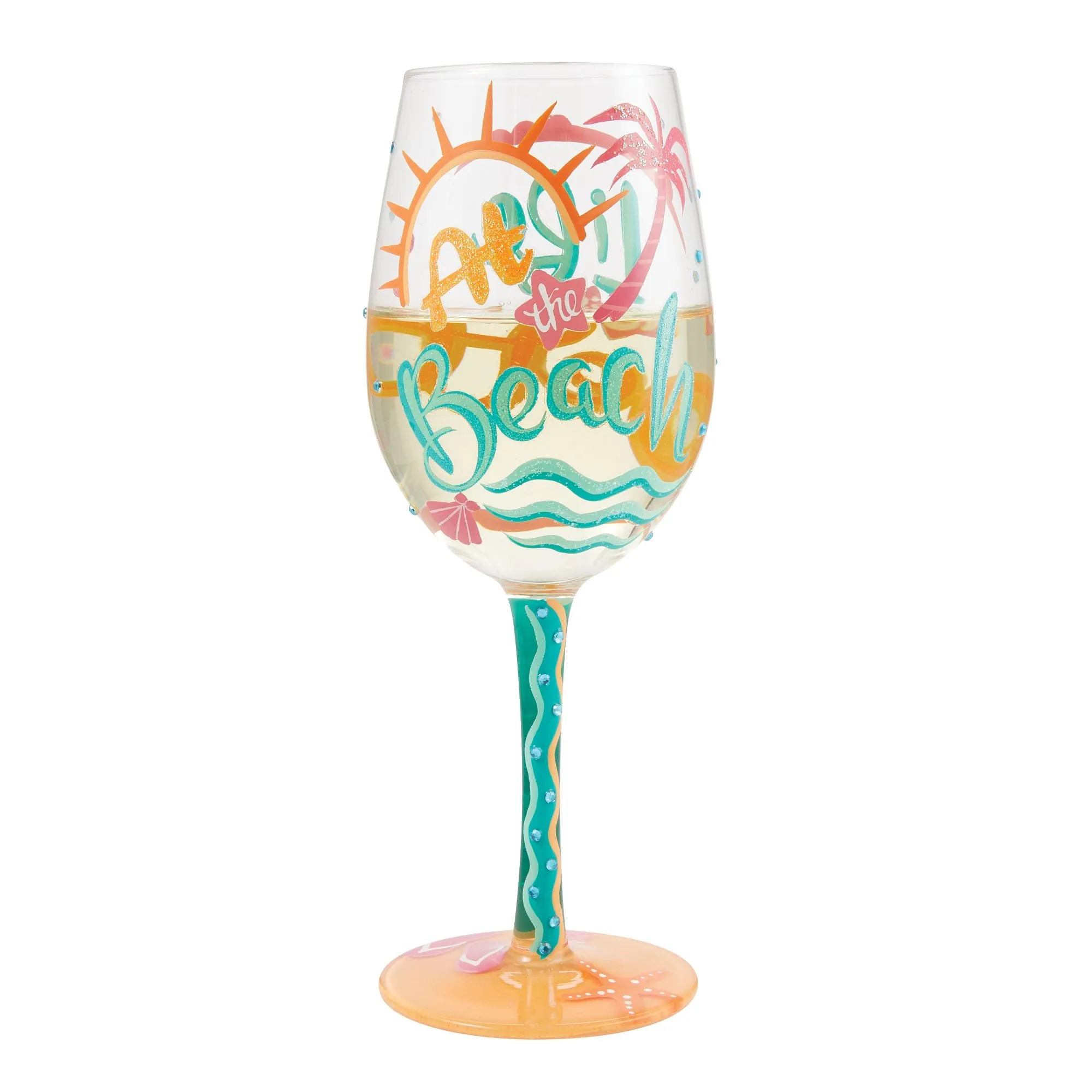 Life at the Beach Hand Painted wine glass