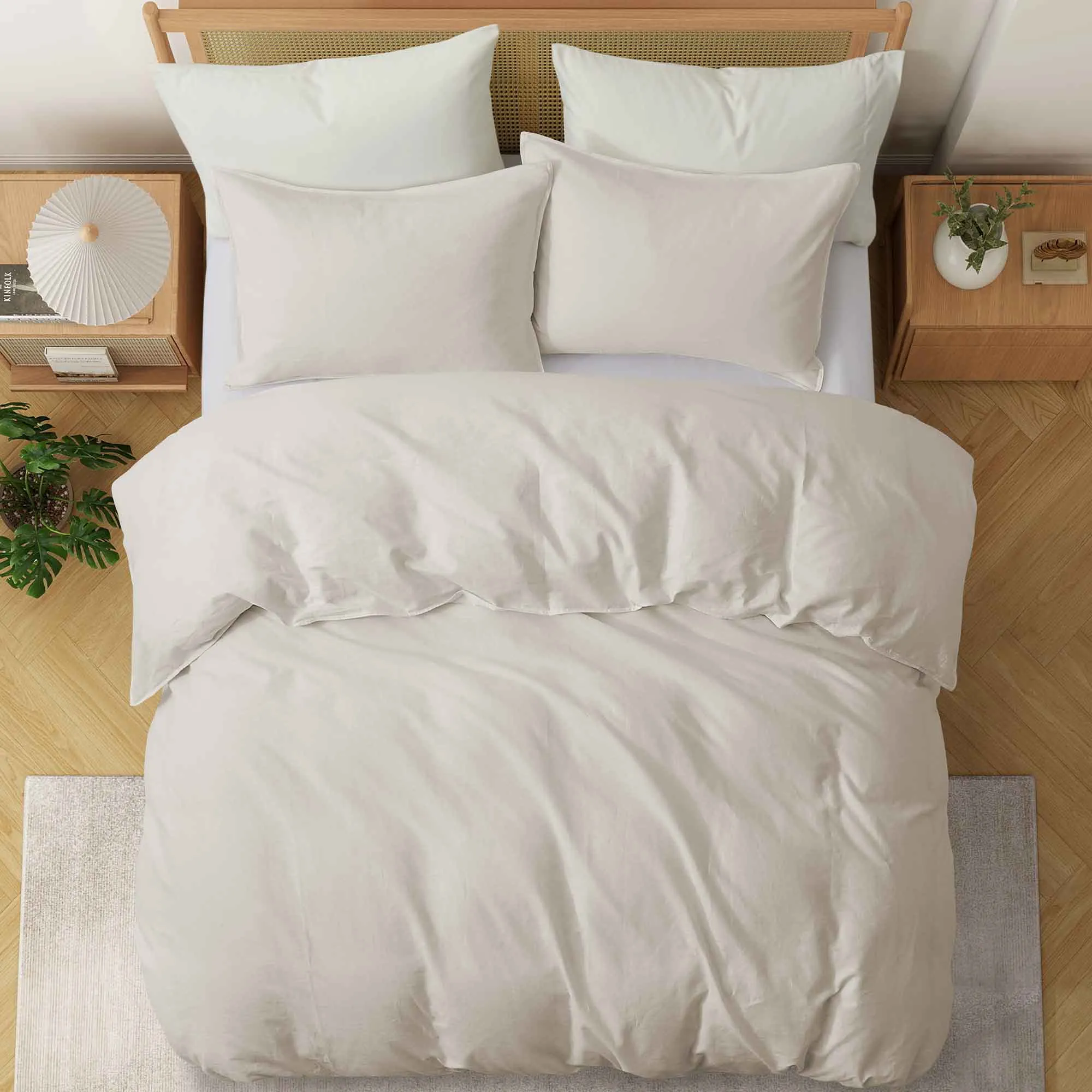 Linen Cotton Blend Duvet Cover Set with Pillowcases