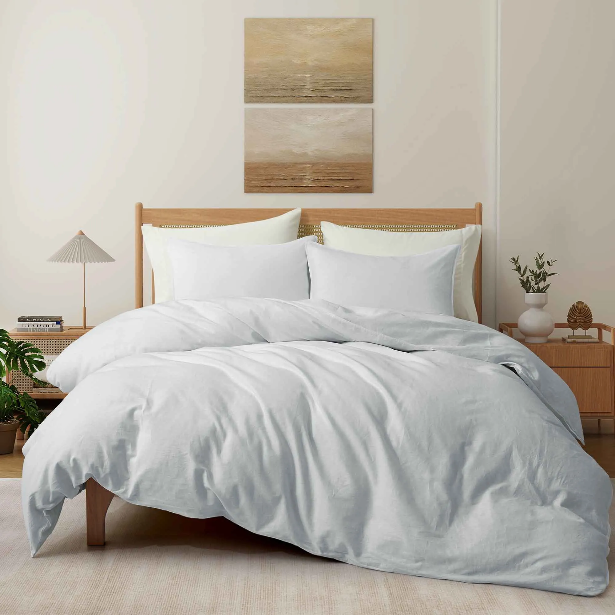 Linen Cotton Blend Duvet Cover Set with Pillowcases