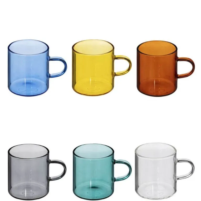 Little Coloured Glass Coffee Cups - Set of Six Assorted