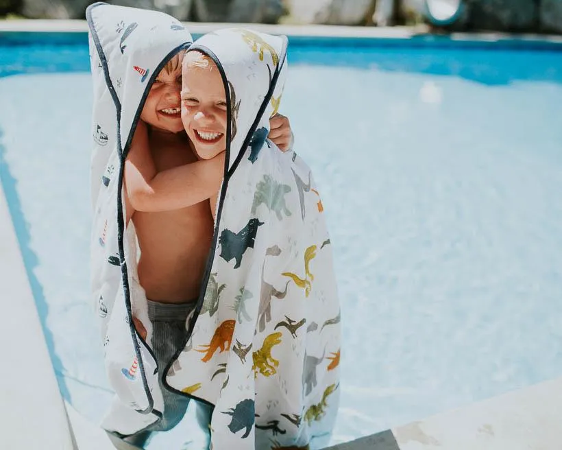 Little Unicorn - Hooded Towel and Wash Cloth Set - Dino Friends