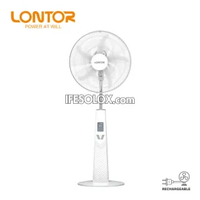 LONTOR 18" Rechargeable Standing Solar Fan with 5-Blades and Harmonious Night Light (CTL-CF056WR-18U) - Brand New