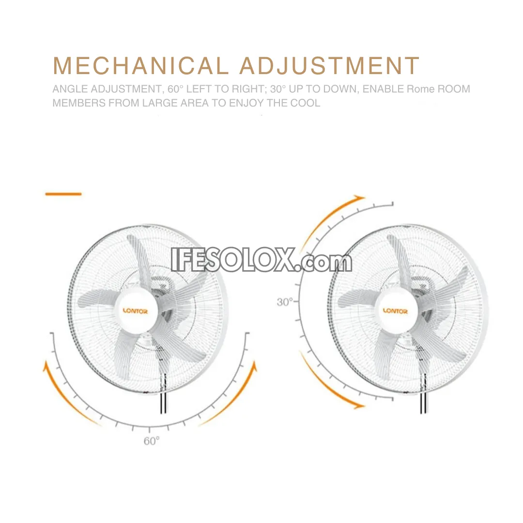 LONTOR 18" Rechargeable Standing Solar Fan with 5-Blades and Harmonious Night Light (CTL-CF056WR-18U) - Brand New