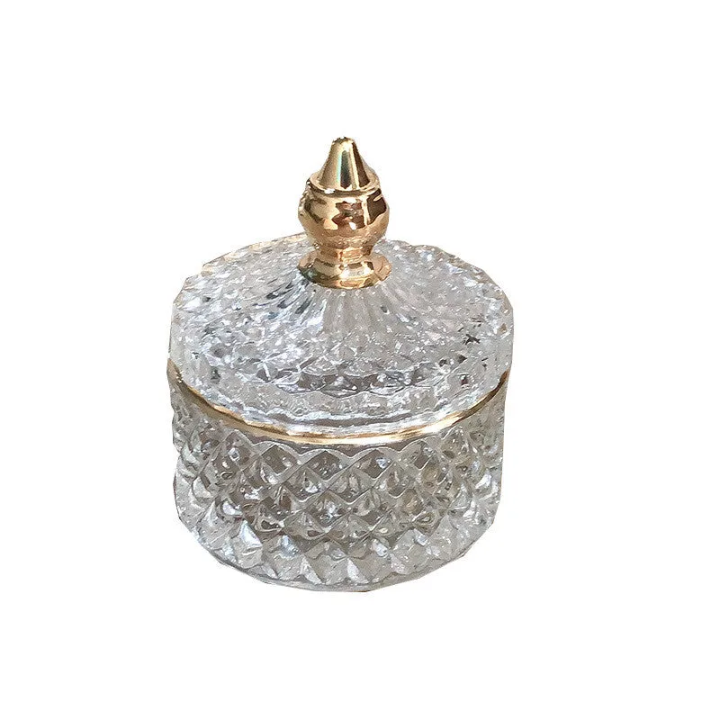 Luxury Gold Painted Glass Sugar Bowl With Lid Glass Candle Cup