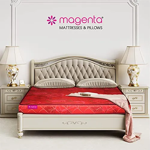 Magenta Siesta 4 Inch High Resilience Foam Dual Comfort Mattress, Double Size Medium Firm Mattress with Superior Comfort Pressure Relief & Cooler Sleeping -(Red, 78 X 48 X 4 Inch)