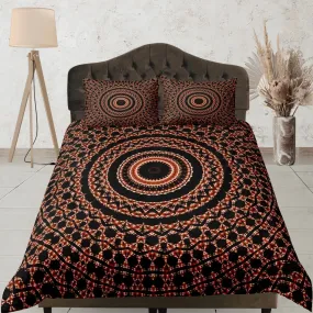 Mandala Bohemian Duvet Cover Set Black Bedspread, Dorm Bedding with Pillowcase