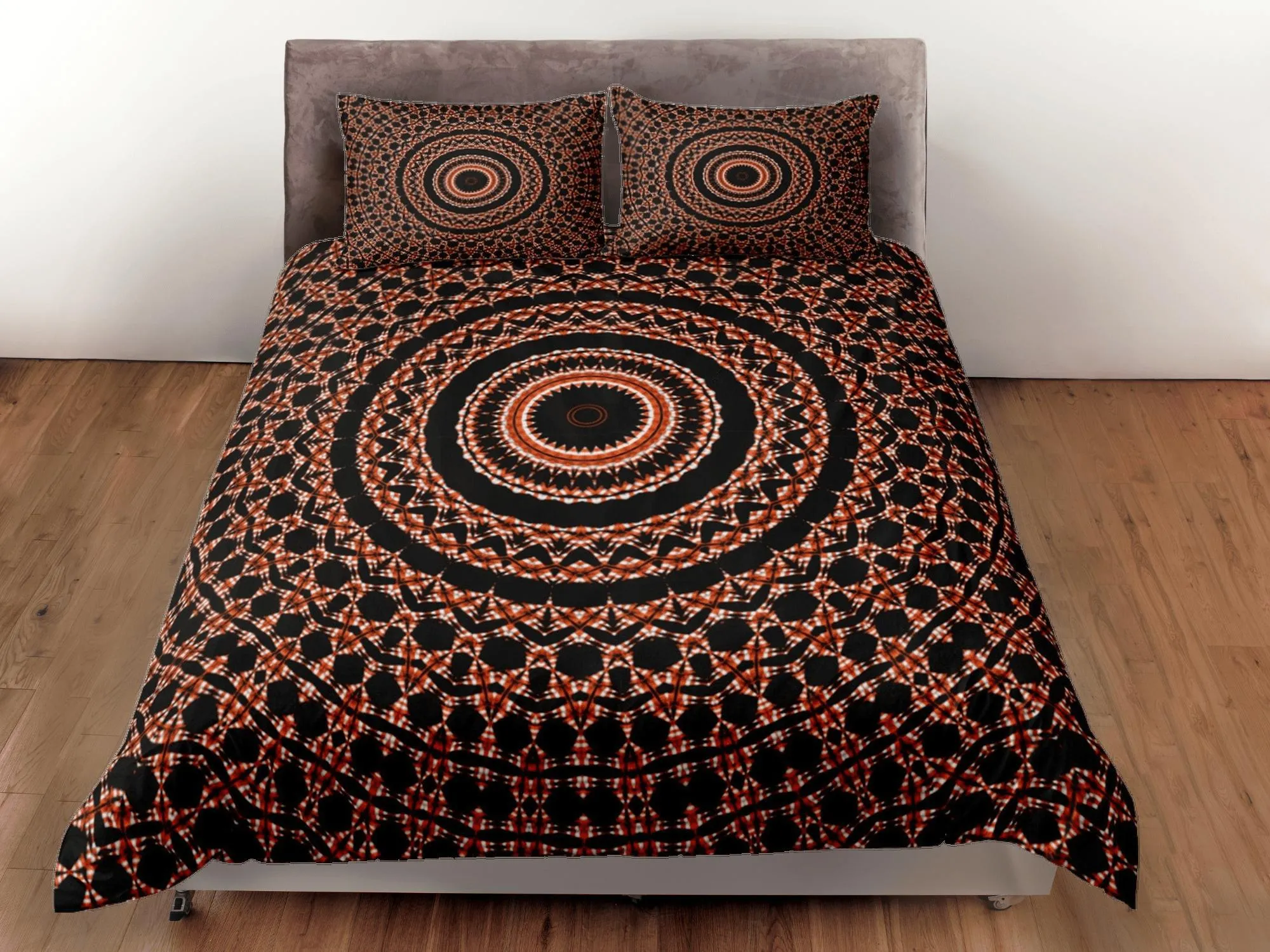 Mandala Bohemian Duvet Cover Set Black Bedspread, Dorm Bedding with Pillowcase