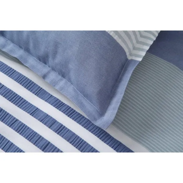 Marina Blue Striped European Pillowcase by Logan and Mason