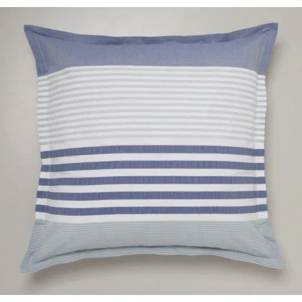 Marina Blue Striped European Pillowcase by Logan and Mason