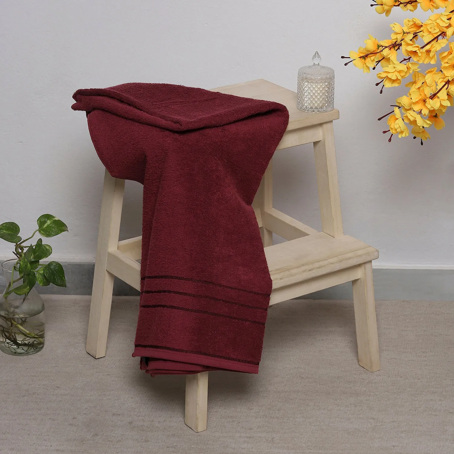 Maroon Cotton 350 GSM Bath Towel