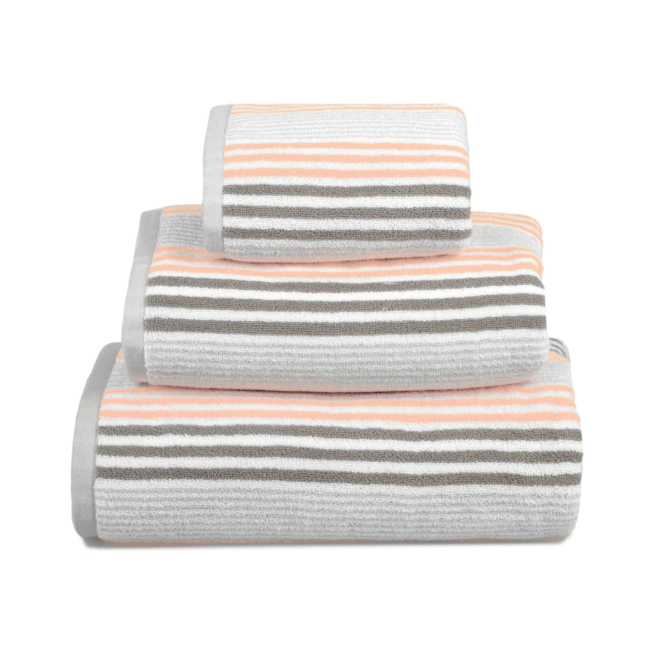 Merlin Blush & Grey Stripe Towels