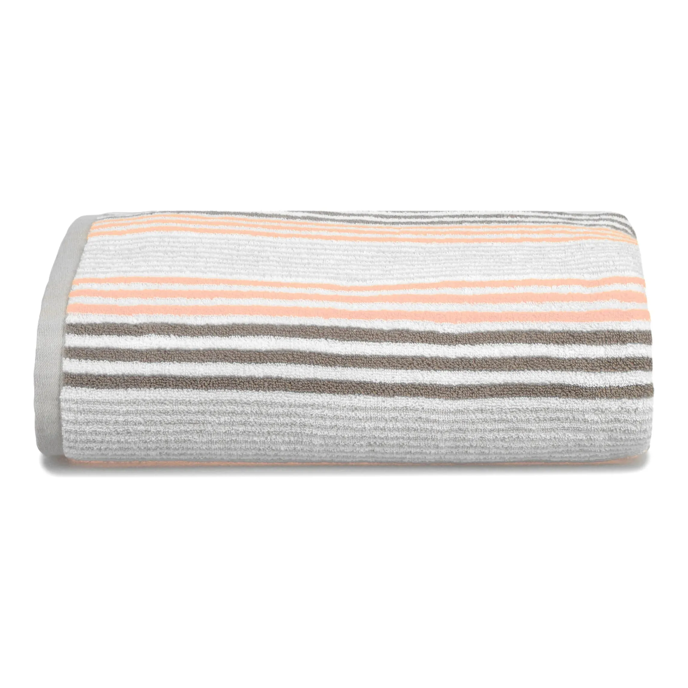 Merlin Blush & Grey Stripe Towels