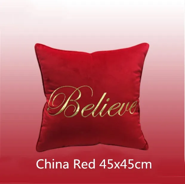 Merry Christmas Cushion Cover Luxury Gold Embroidery Throw Pillow Cases