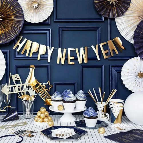 Metallic Gold Happy New Year Banner - 90cm