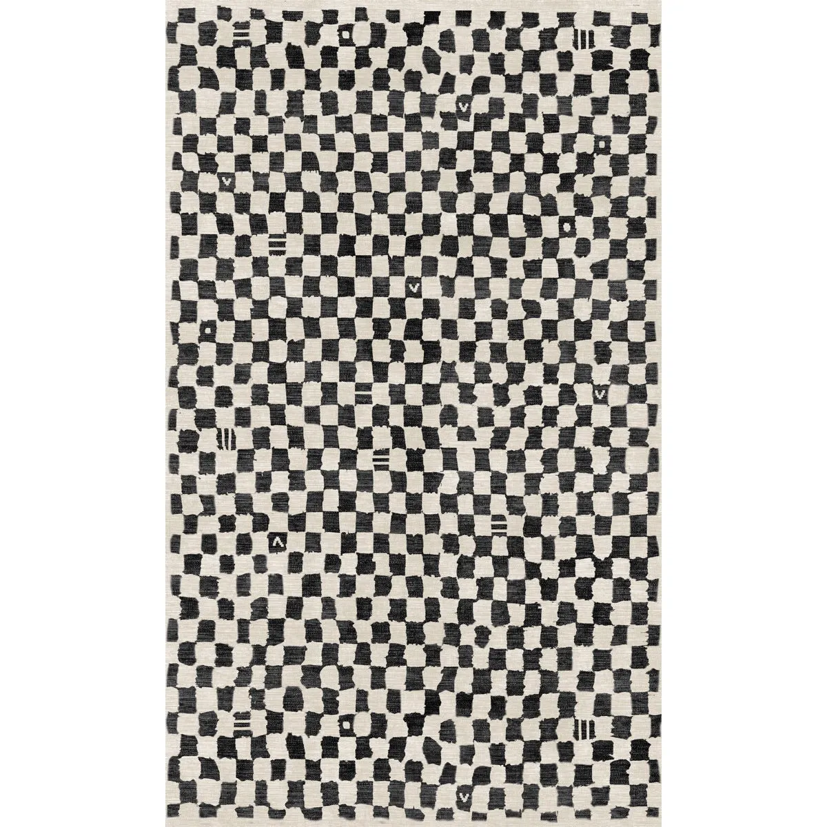 Metro Checkered Black & White Rug - Second Love