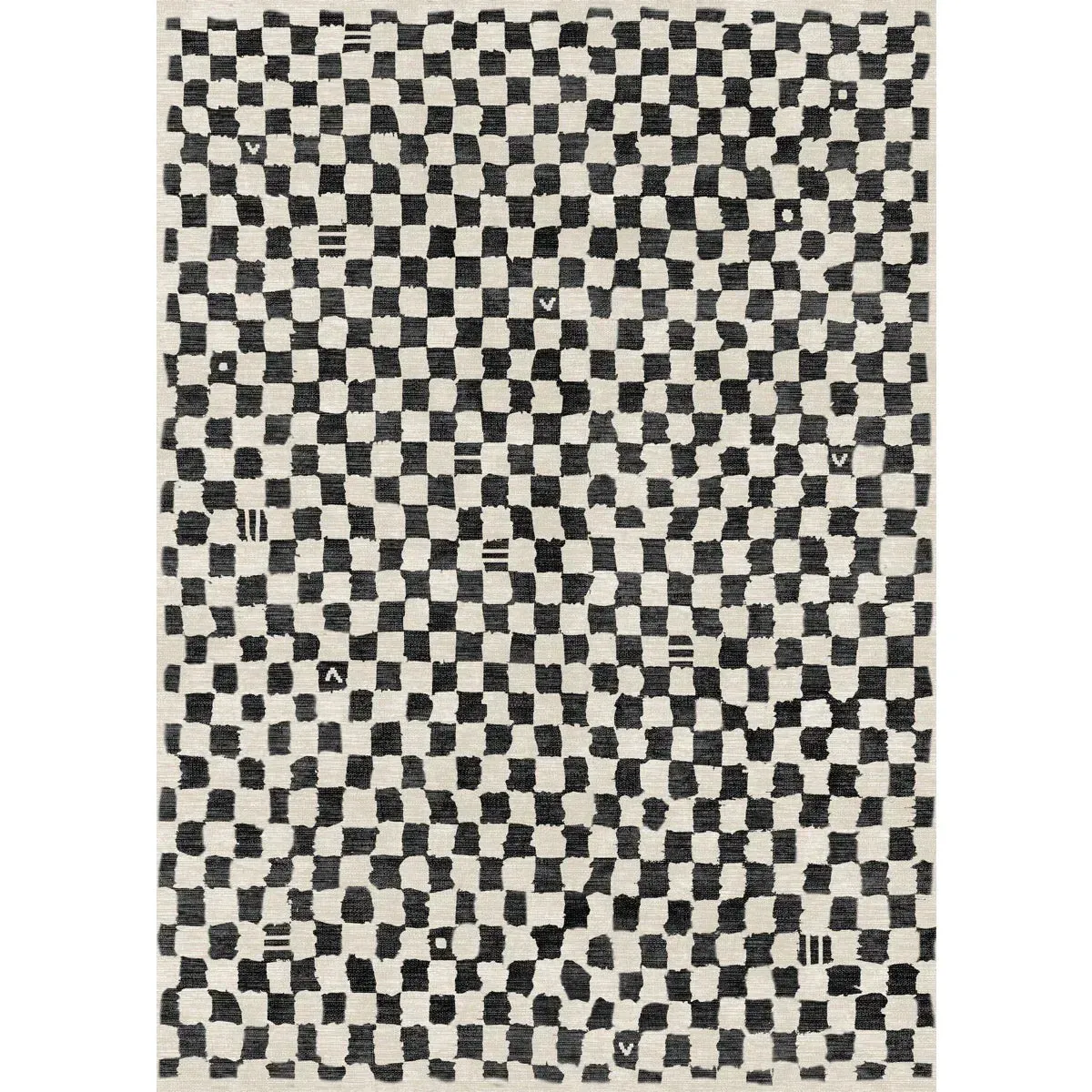 Metro Checkered Black & White Rug - Second Love