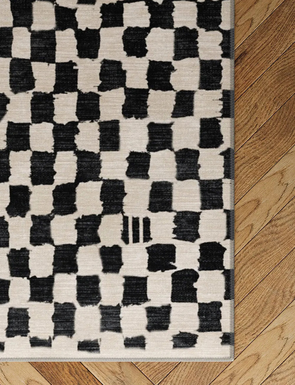 Metro Checkered Black & White Rug - Second Love