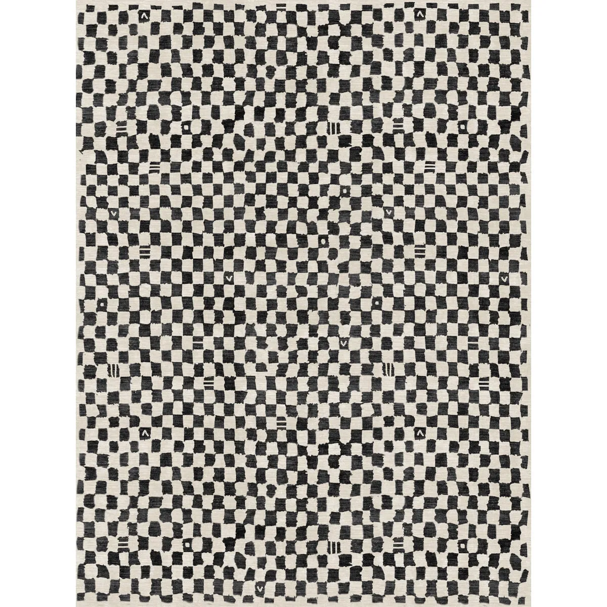 Metro Checkered Black & White Rug - Second Love