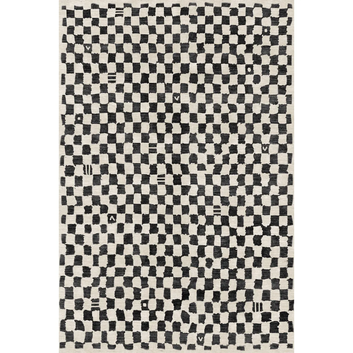 Metro Checkered Black & White Rug - Second Love