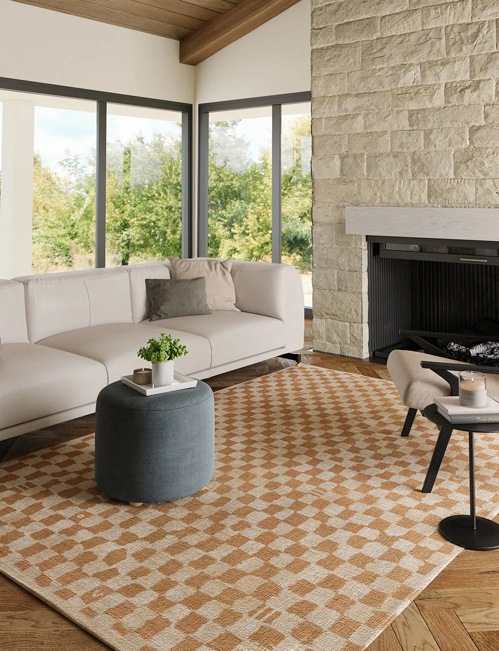 Metro Checkered Natural Rug - Second Love