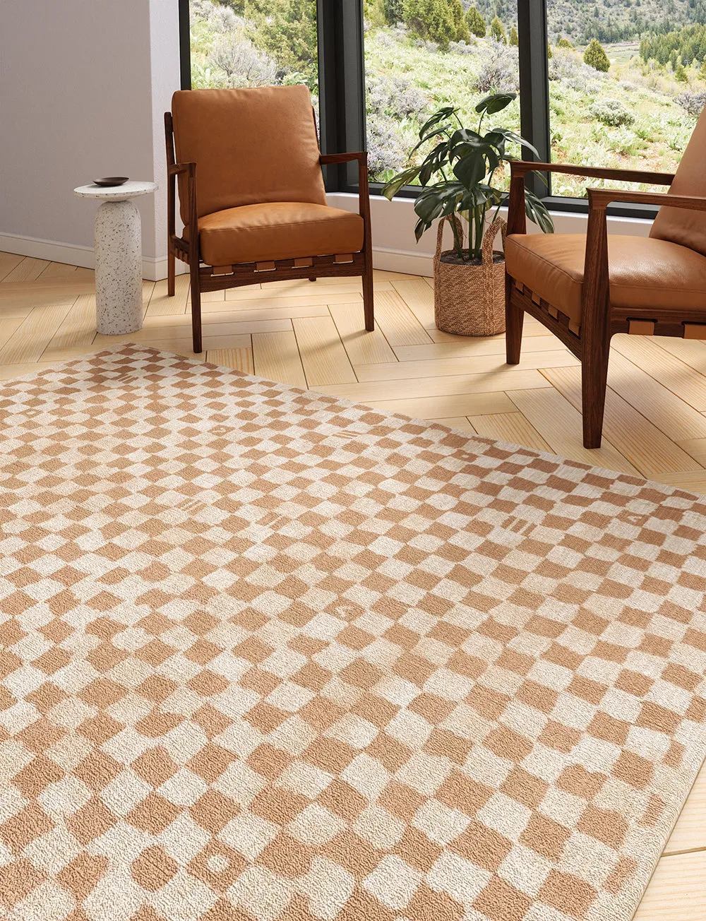 Metro Checkered Natural Rug - Second Love