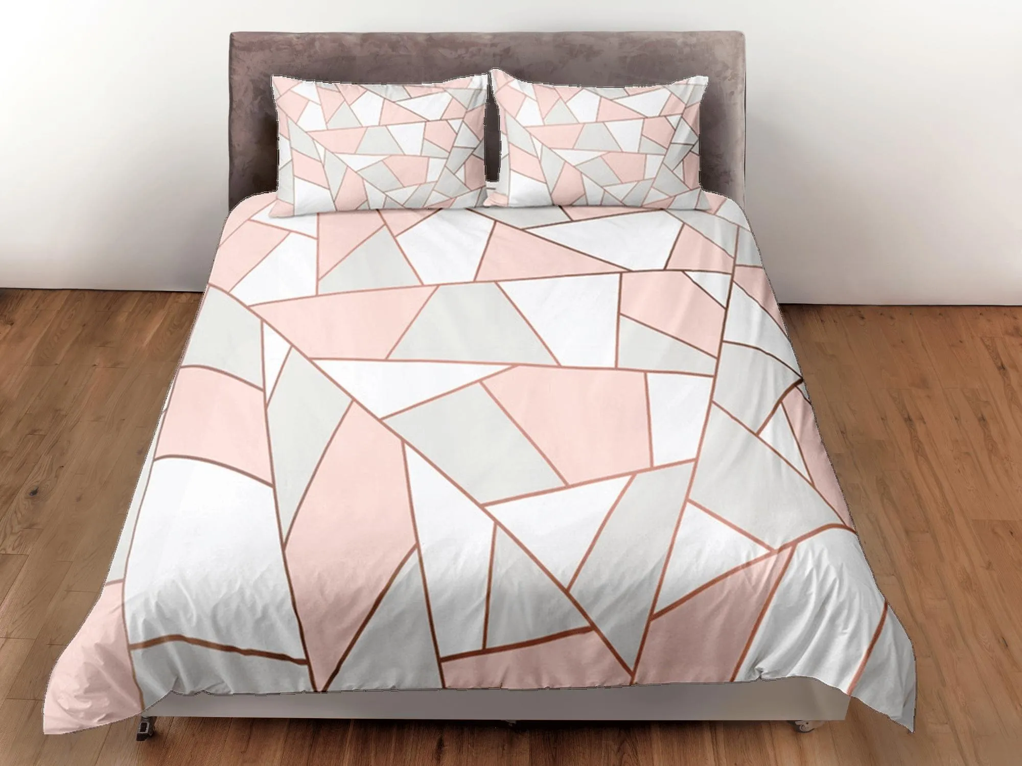 Modern Geometric Pink Grey Duvet Cover Colorful Dorm Bedding Set Full Abstract Design King Duvet Cover Queen Duvet Bedspread