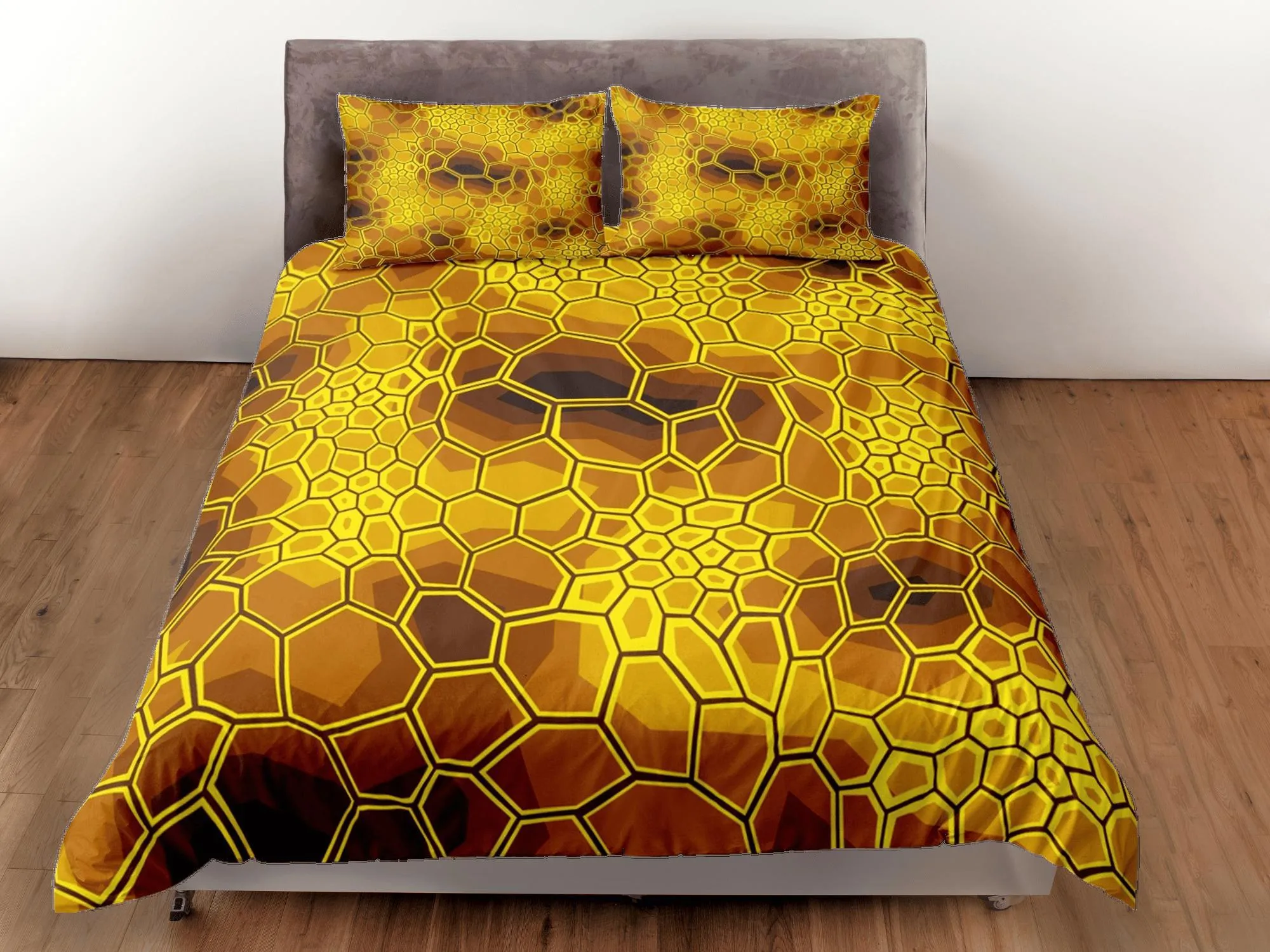 Modern Geometric Yellow Duvet Cover Colorful Dorm Bedding Set Full Abstract Design Bedspread