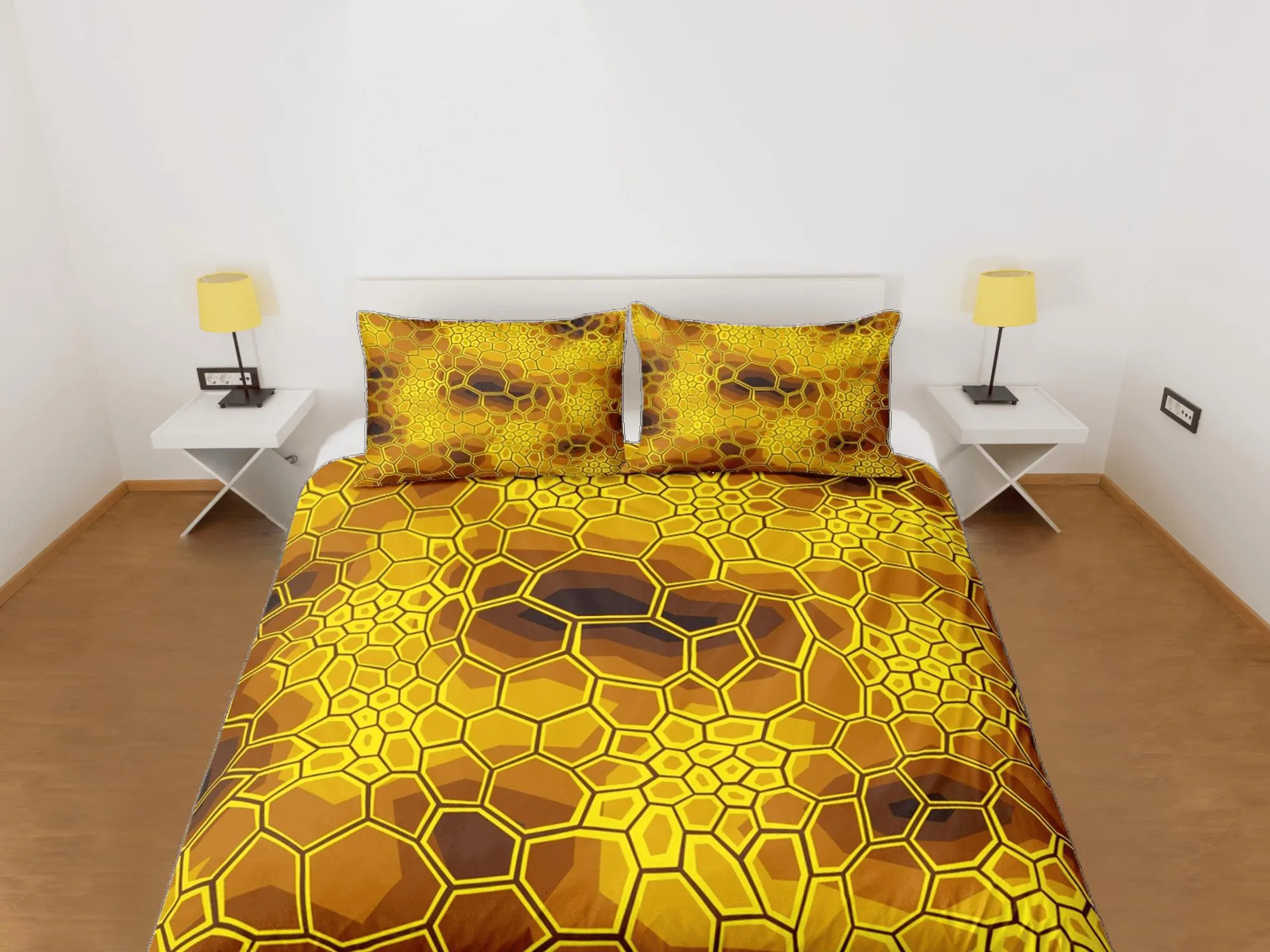 Modern Geometric Yellow Duvet Cover Colorful Dorm Bedding Set Full Abstract Design Bedspread