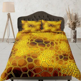 Modern Geometric Yellow Duvet Cover Colorful Dorm Bedding Set Full Abstract Design Bedspread