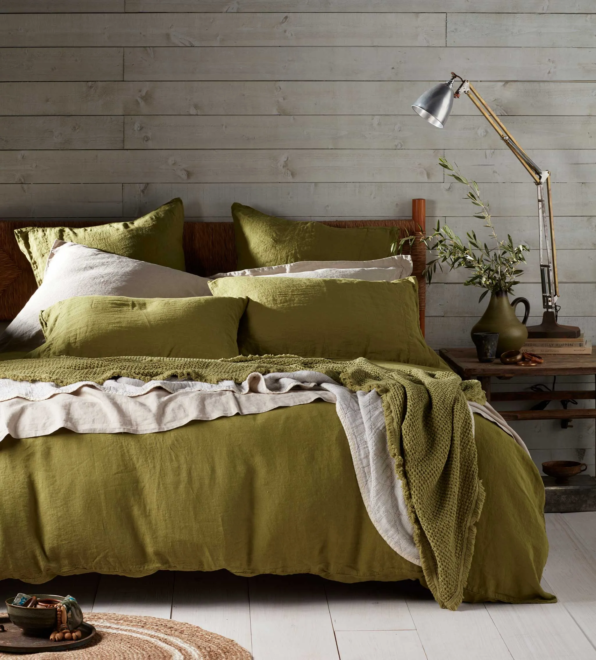 Moss Green 100% Linen Duvet Cover