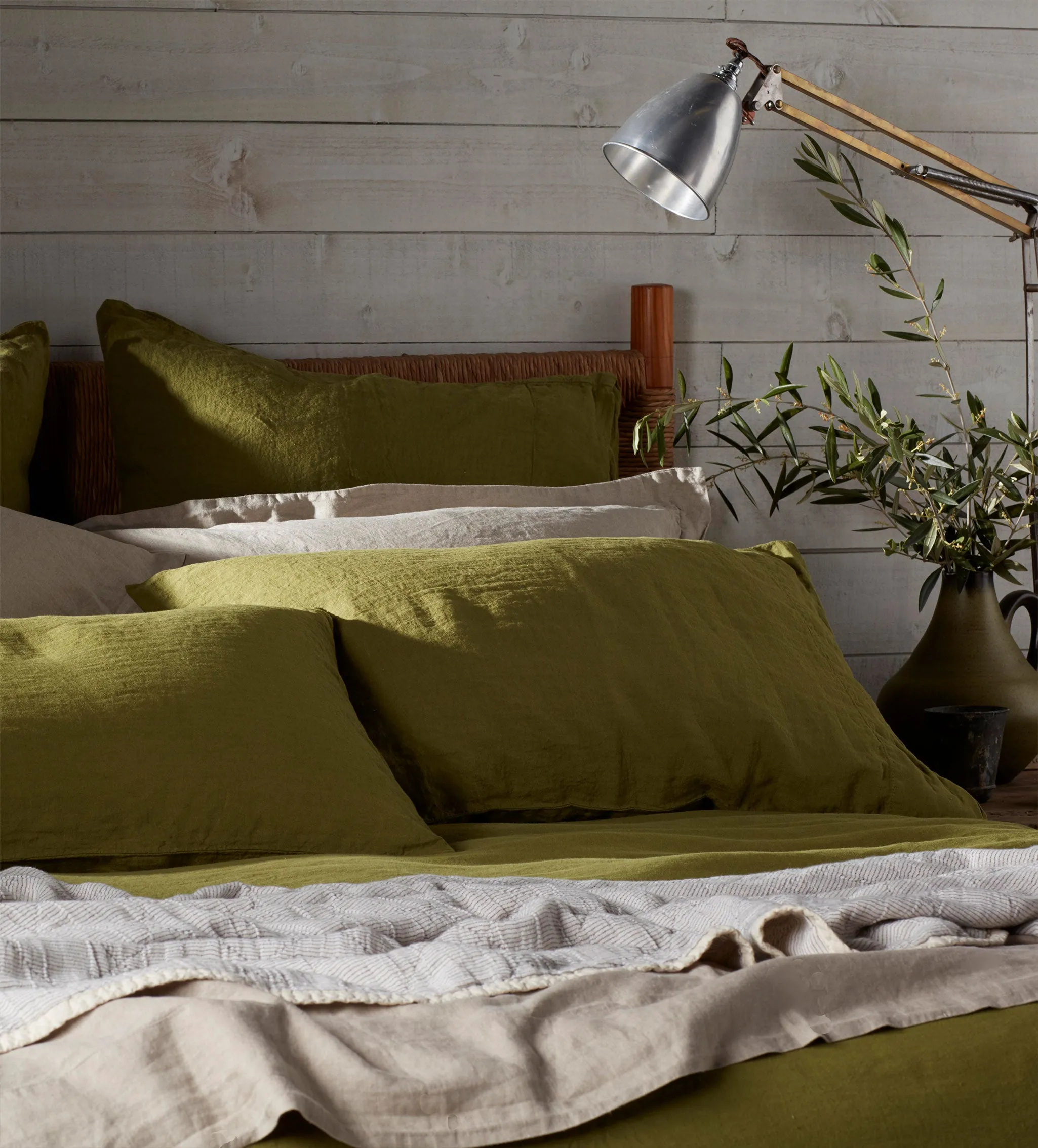 Moss Green 100% Linen Duvet Cover