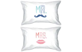 Mr and Mrs PillowCovers  Standard Size 21 x 30 Matching Couple Pillowcases