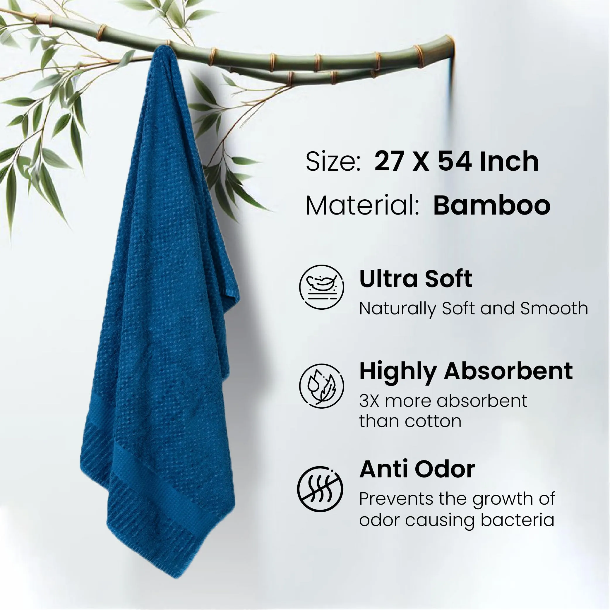 Mush Hearth & Haven Bamboo Towels for Bath Large Size | 450 GSM Bamboo Bath Towel for Men & Women | Soft, Highly Absorbent & Quick Dry | Pack of 2, 70 X 140 cms (Desert Sand & Teal)