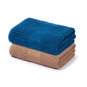 Mush Hearth & Haven Bamboo Towels for Bath Large Size | 450 GSM Bamboo Bath Towel for Men & Women | Soft, Highly Absorbent & Quick Dry | Pack of 2, 70 X 140 cms (Desert Sand & Teal)