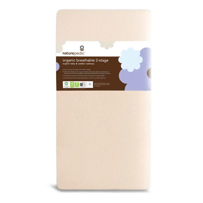 Naturepedic Organic Cotton Breathable 2 Stage With Pad Baby & Toddler Mattress