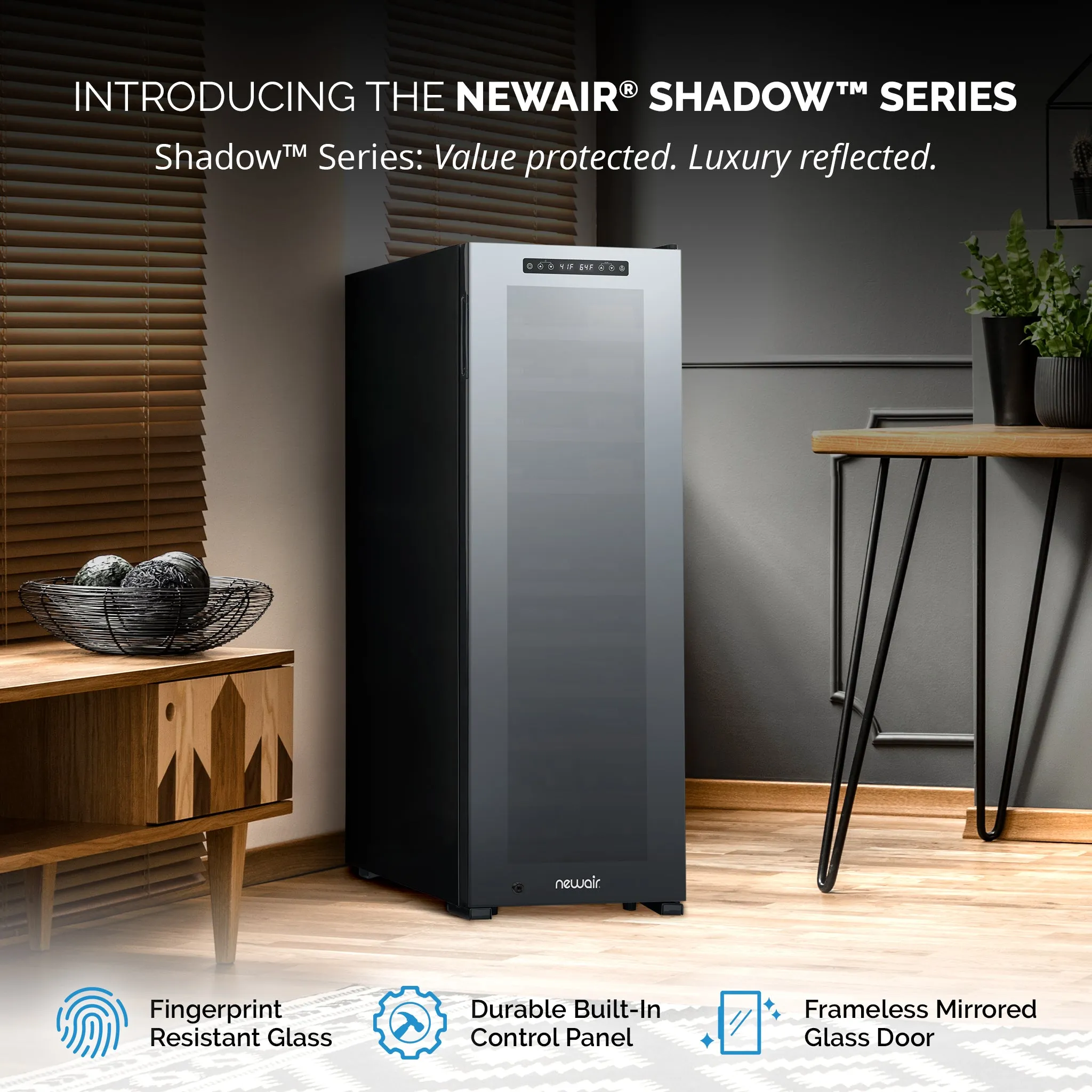 Newair® 56-Bottle 16.9" Black Freestanding Dual Zone Wine Fridge