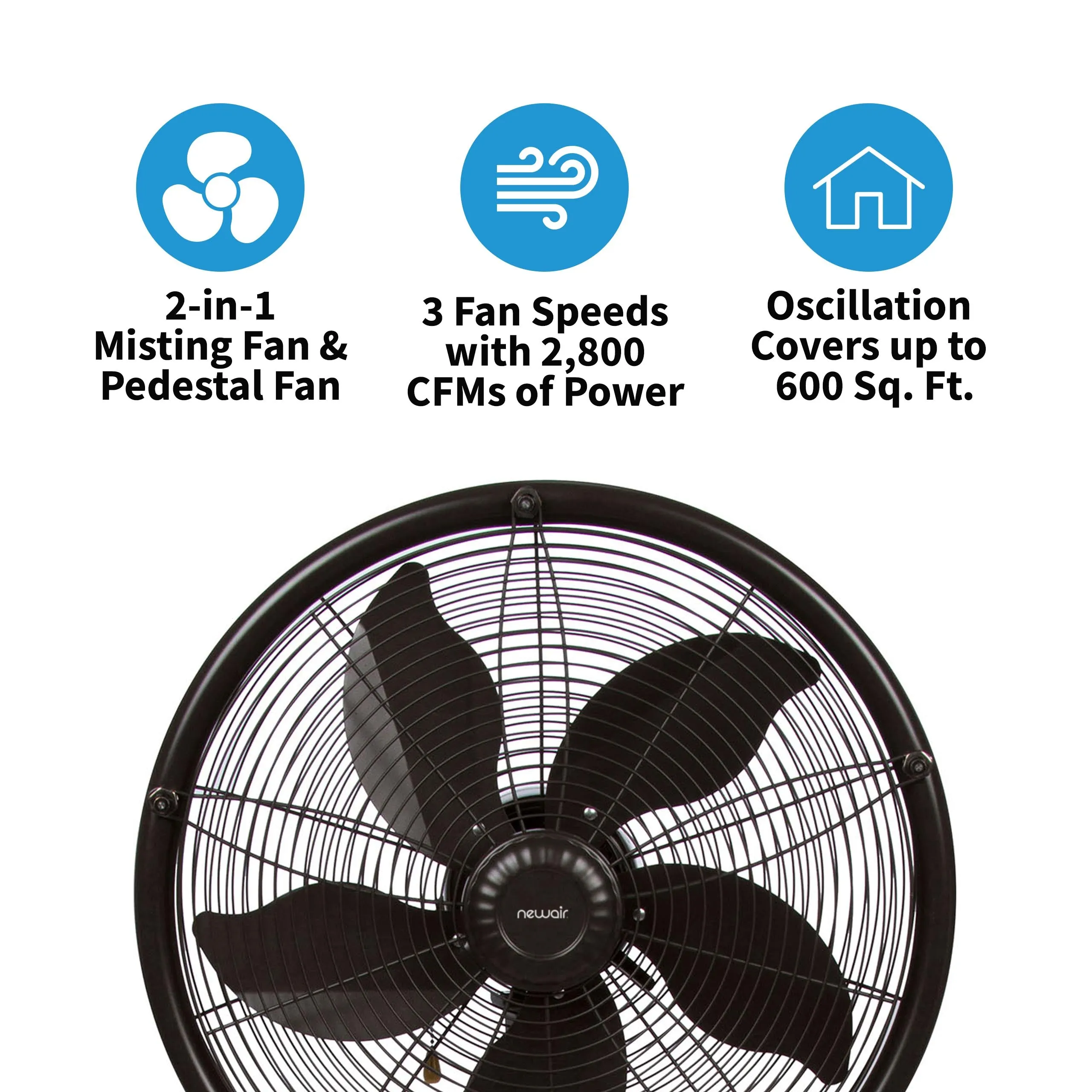 Newair® Outdoor Misting and Pedestal Fan Combination - 2,800 CFM