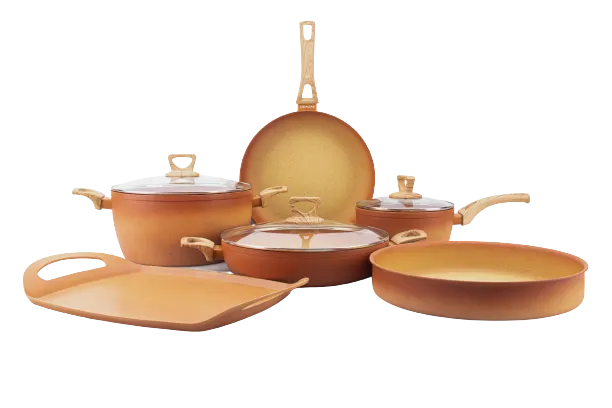 NEWARE Terracotta 9 Piece Cooking Set with GRIDDLE / Batería de 9 piezas de Terracotta con COMAL