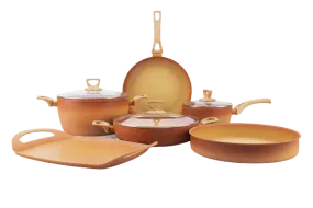 NEWARE Terracotta 9 Piece Cooking Set with GRIDDLE / Batería de 9 piezas de Terracotta con COMAL