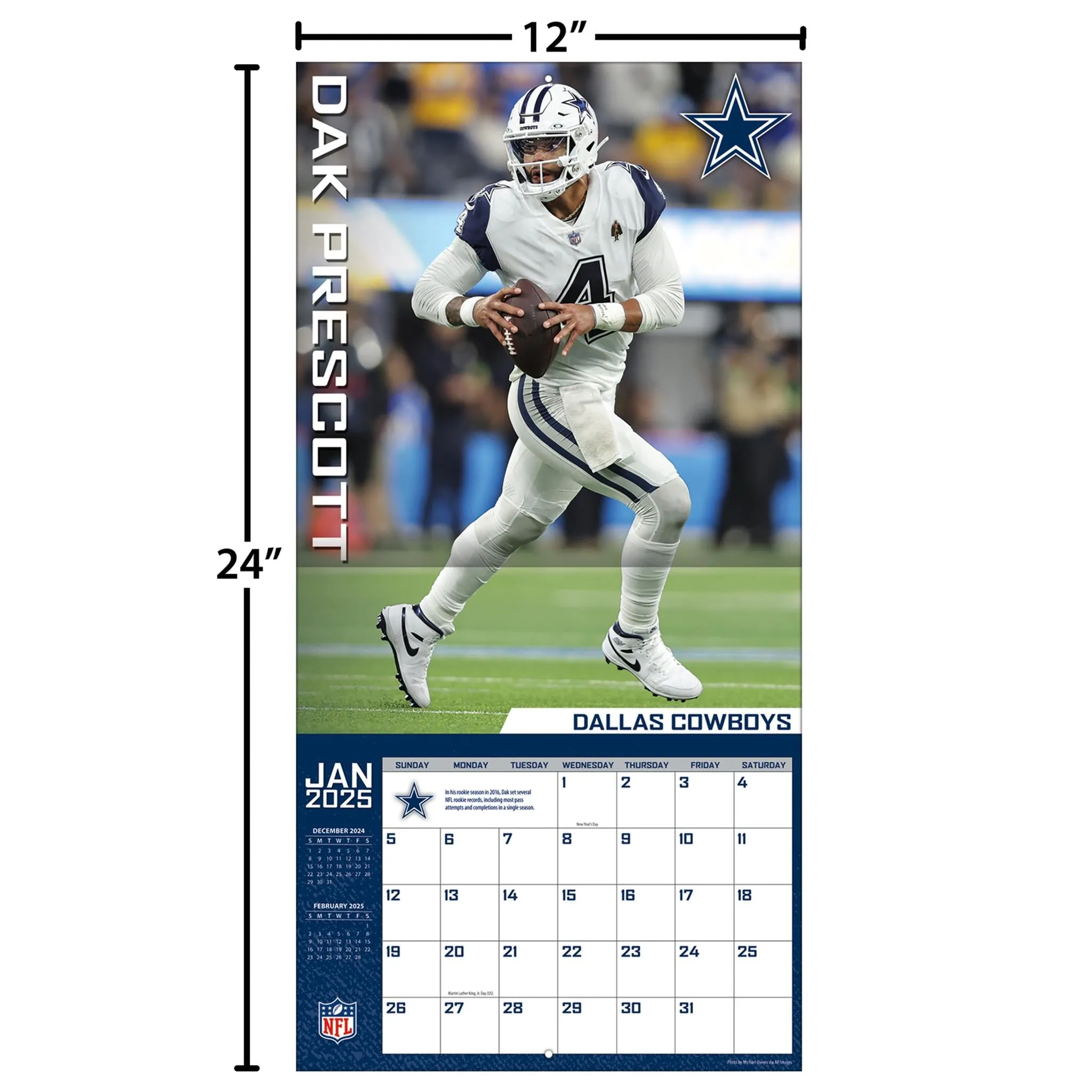 NFL New England Patriots Wall 2025 Calendar