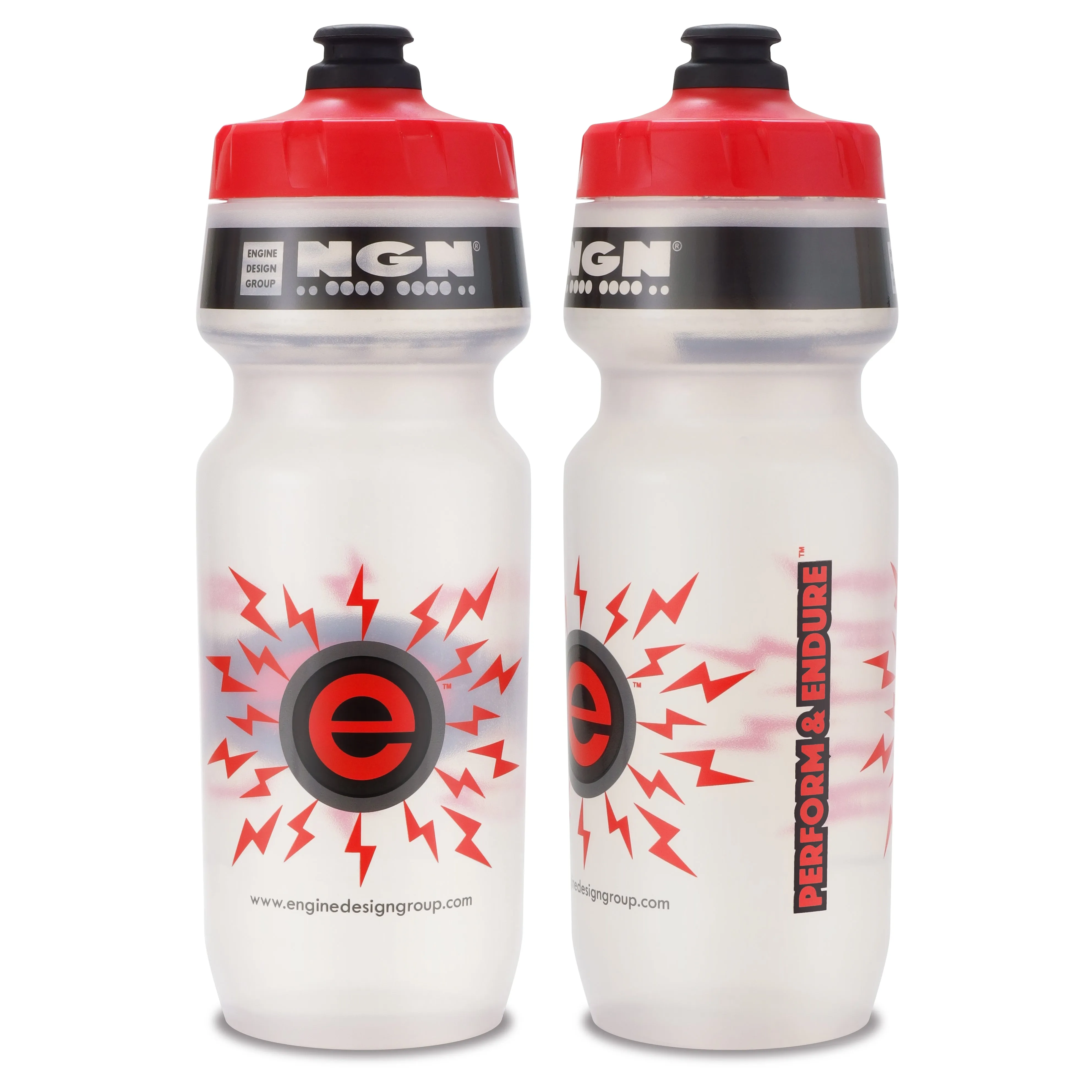 NGN Sport – High Performance Bike Water Bottles – 24 oz | Clear & Red (2-Pack)