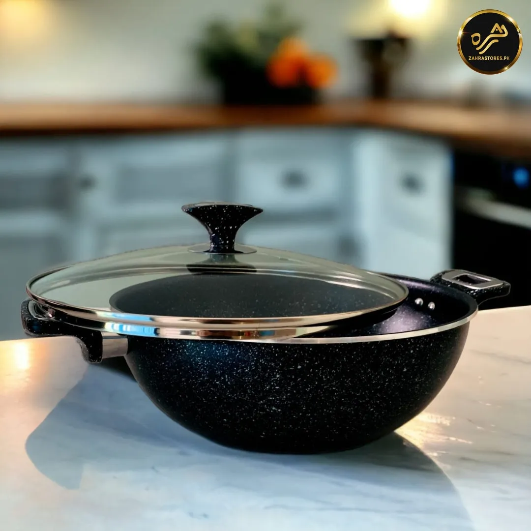 Non-stick Marble Coated Wok (Black)