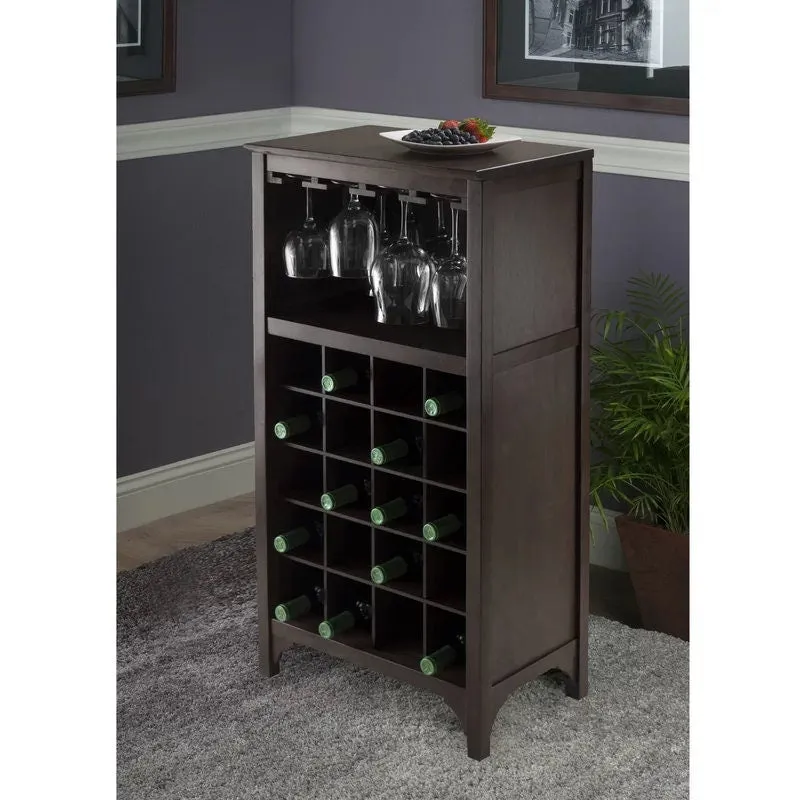 Northpoint 20 Bottle Floor Wine Bottle & Glass Rack in Espresso