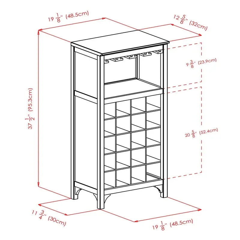 Northpoint 20 Bottle Floor Wine Bottle & Glass Rack in Espresso