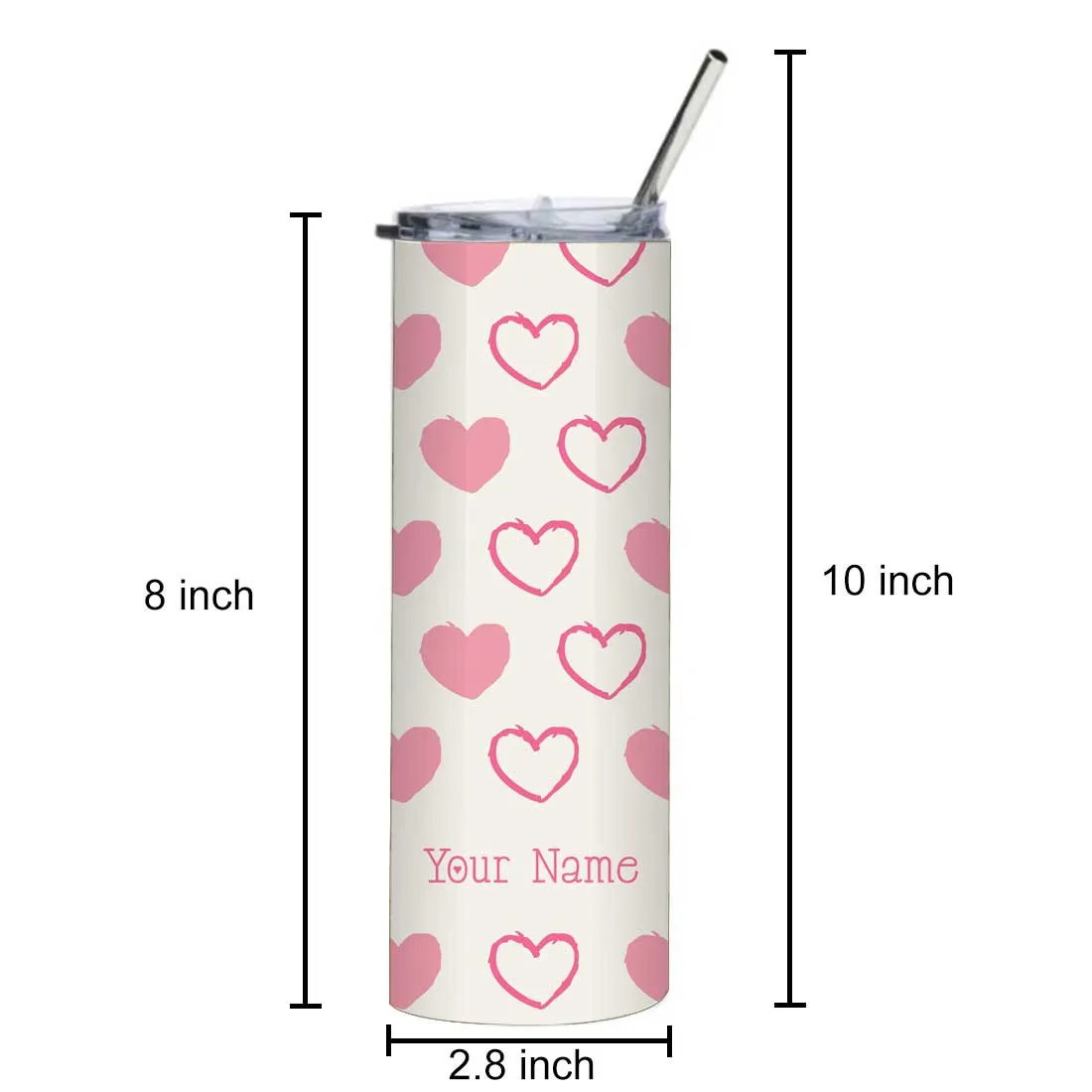 Nutcase Hot and Cold Tumblers for Drink - Personalized Stainless Steel Travel Mug with Metal Straw 600ml