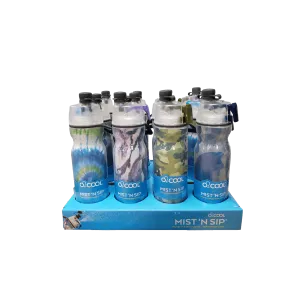 O2Cool Mist ‘N Sip Insulated Arctic Squeeze 20oz Water Bottle Variety 12 pack