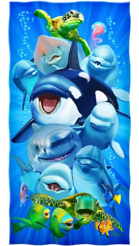 Ocean Animals Dolphin Shark Turtle Whale Selfie Super Soft Plush Cotton Beach Bath Pool